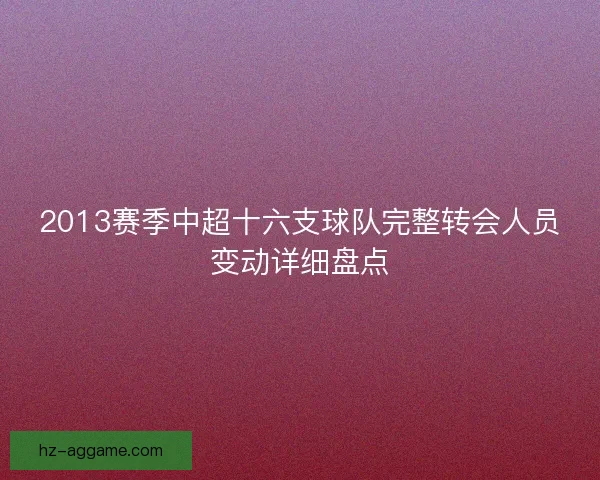2013赛季中超十六支球队完整转会人员变动详细盘点